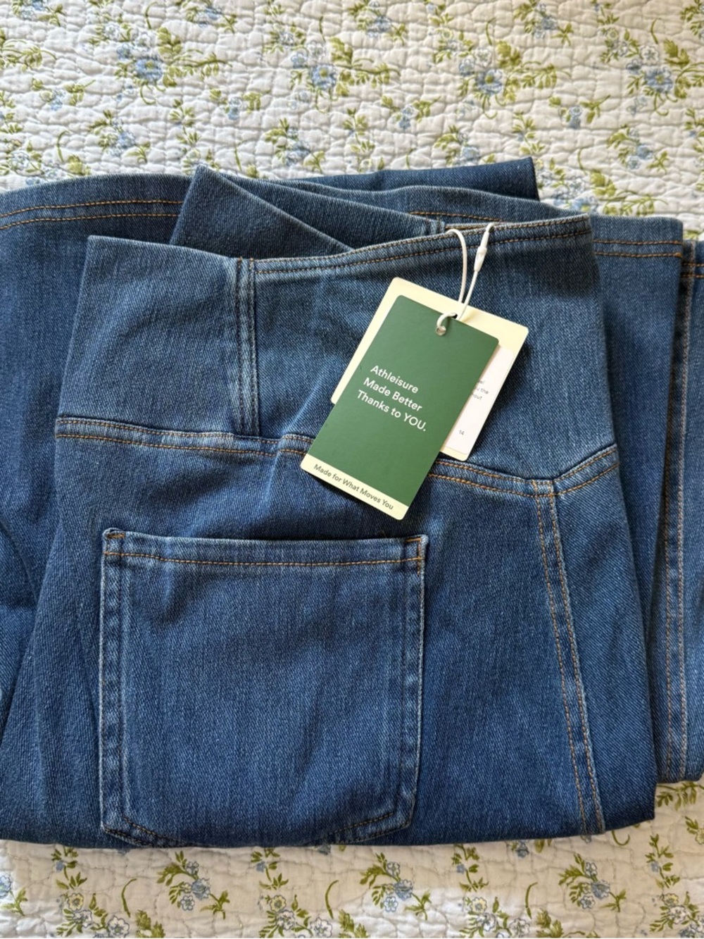 NWT Halara Flex High Waisted Crossover Pocket Washed Casual Jeans Women XL Tall - Picture 7 of 7